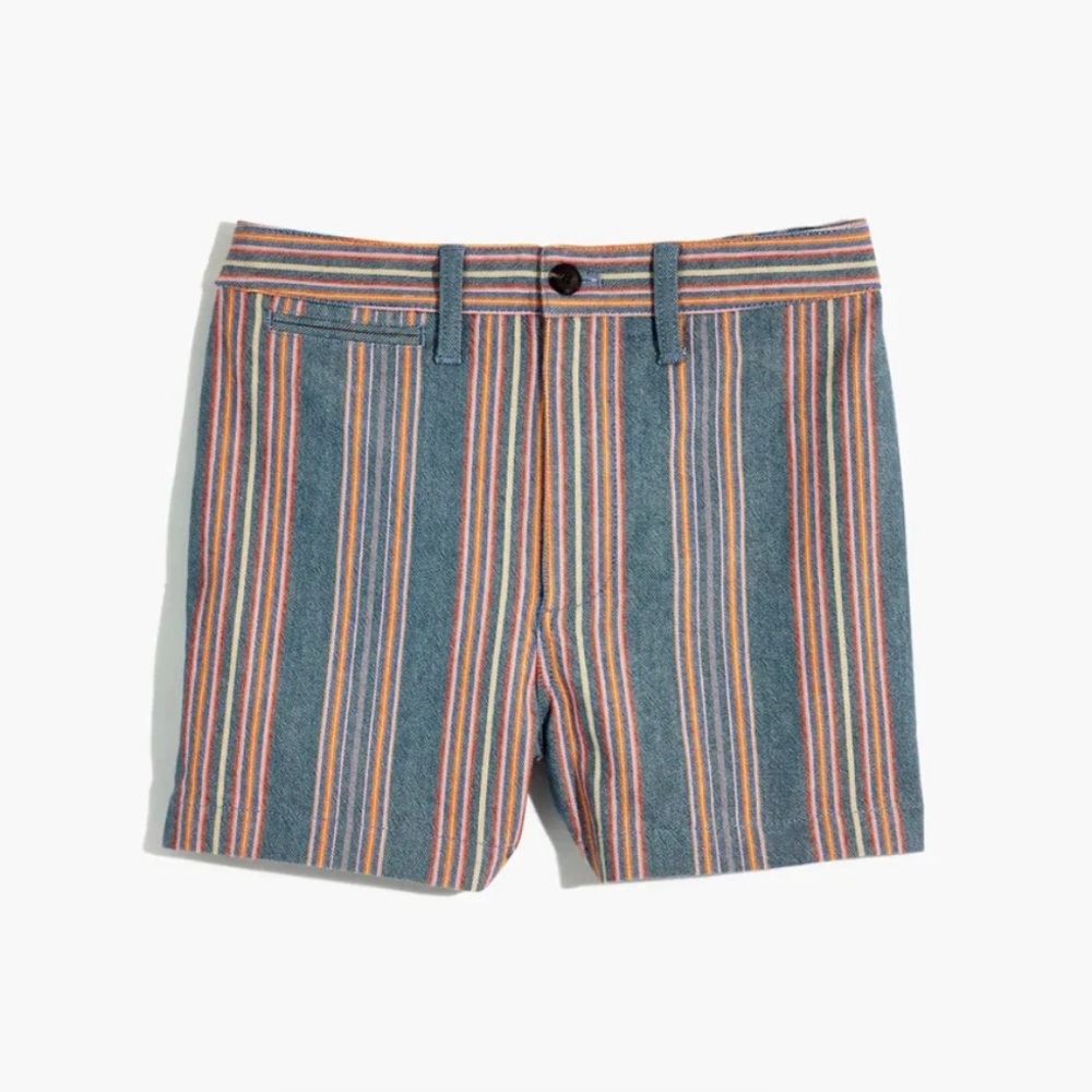 NWOT MADEWELL Emmett Shorts in Rainbow Stripe Size 32